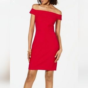 Adrianna papel red off shoulder dress